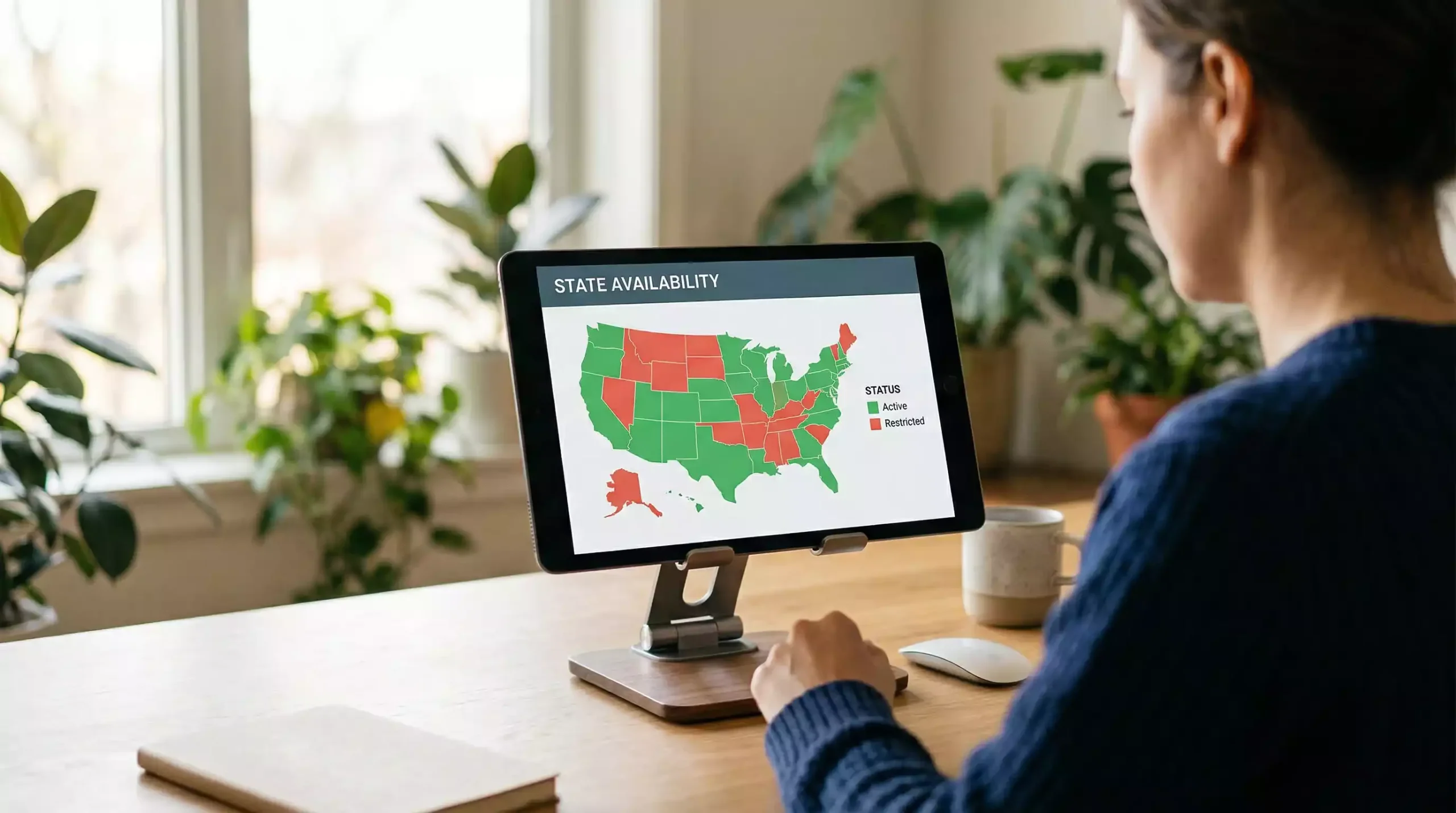 United States map showing sweepstakes casino availability by state